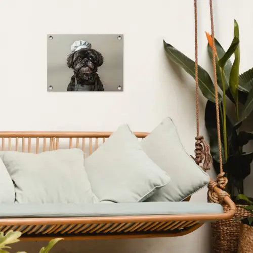 Kokskleding - Zwart - Hondje tuinposter los doek klein -sfeer7