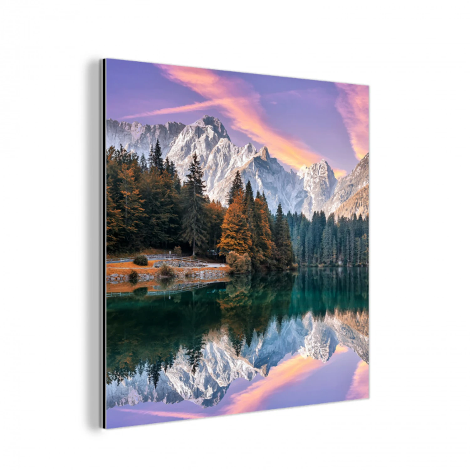 Bergen - Bos - Water - Meer aluminium wit klein -3d