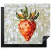 Aardbei - Rood - Mozaïek - Fruit Inductie beschermer vinyl 3mm middel -3d