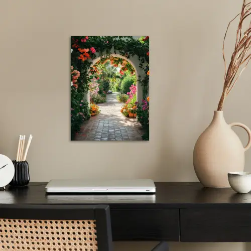 Doorkijk - Bloemen - Natuur - Bloementuin poster papier klein -sfeer1