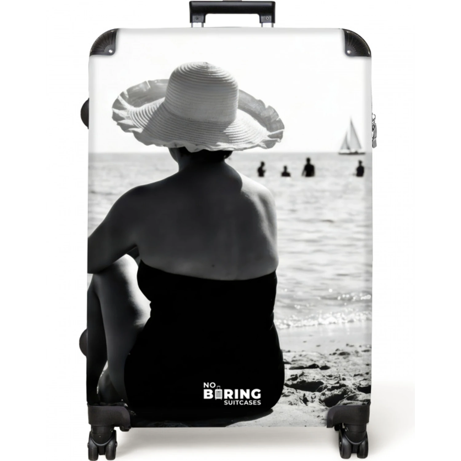 Zonnehoed - Strand - Zwart - Wit NBS - Large koffer - Volwassenen Unisex groot -zzzzzzzzkaufland2