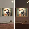Toekan - Vogel - Bloemen - Planten Light Box met batterij (Wandlamp) middel -sfeer3