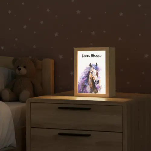 Paard - Dieren - Meiden - Paars - Bruin Light Box met kabel (Kinderlampje) klein -sfeer1_kind