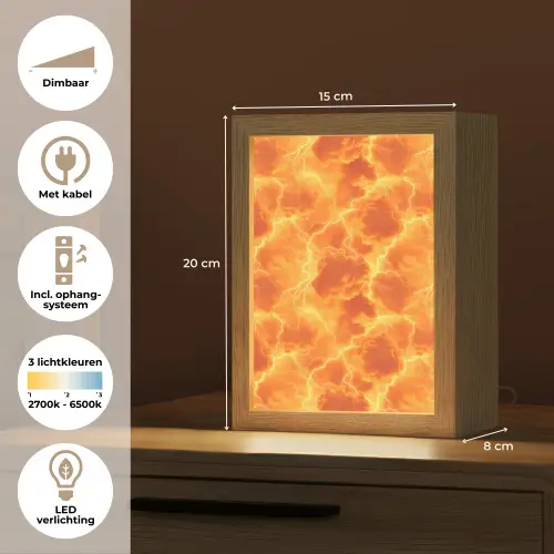 Bliksem - Storm - Oranje Light Box met kabel (Tafellamp) klein 925 -USP_NL