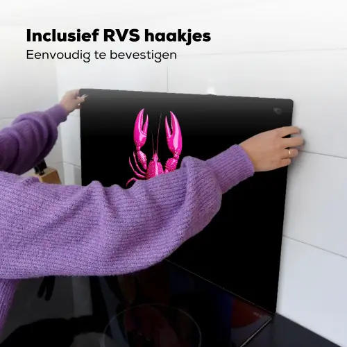 Kreeft - Felroze - Stippen - Opvallend Inductie beschemer met haakjes klein -ky-ophangen-nl
