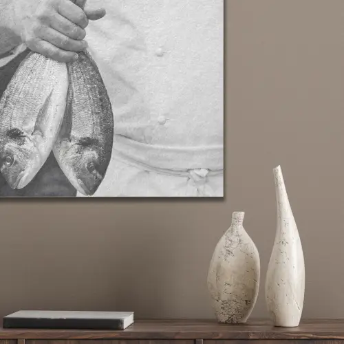 Vissen - Chef - Zwart - Wit PET vilt klein -sfeer6_closeup