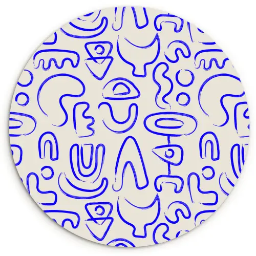 Blauw - Patroon - Abstract - Beige Wandcirkel plexiglas klein 852 -3d