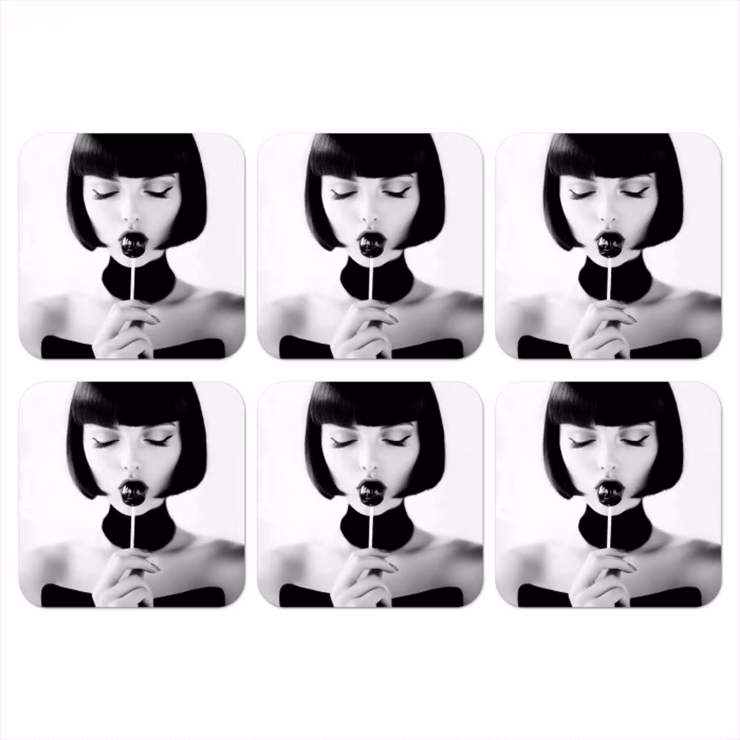 Vrouw - Lolly - Zwart - Wit onderzetter kurk middel -3d