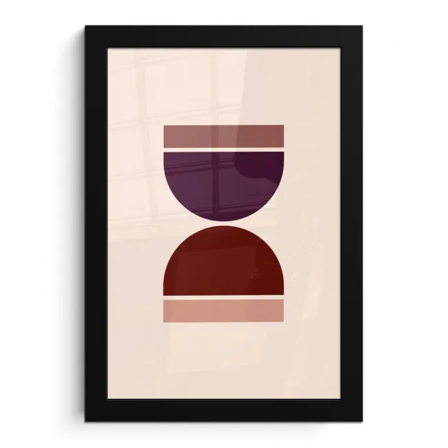 Zandloper - Symmetrisch - Rood - Paars fotolijst zwart zonder passe partout klein -3d