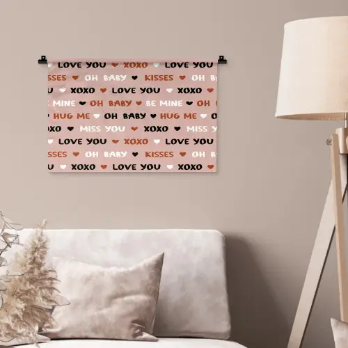 Tekst - Liefde - Roze - Patroon Wandkleed katoen klein 269 -sfeer4