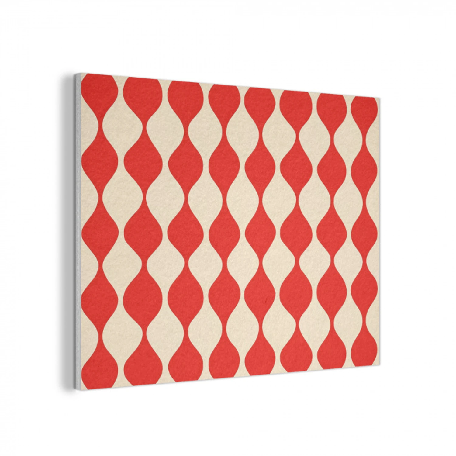 Golvend patroon - Retro - Rood - Beige PET vilt klein 837 -3d