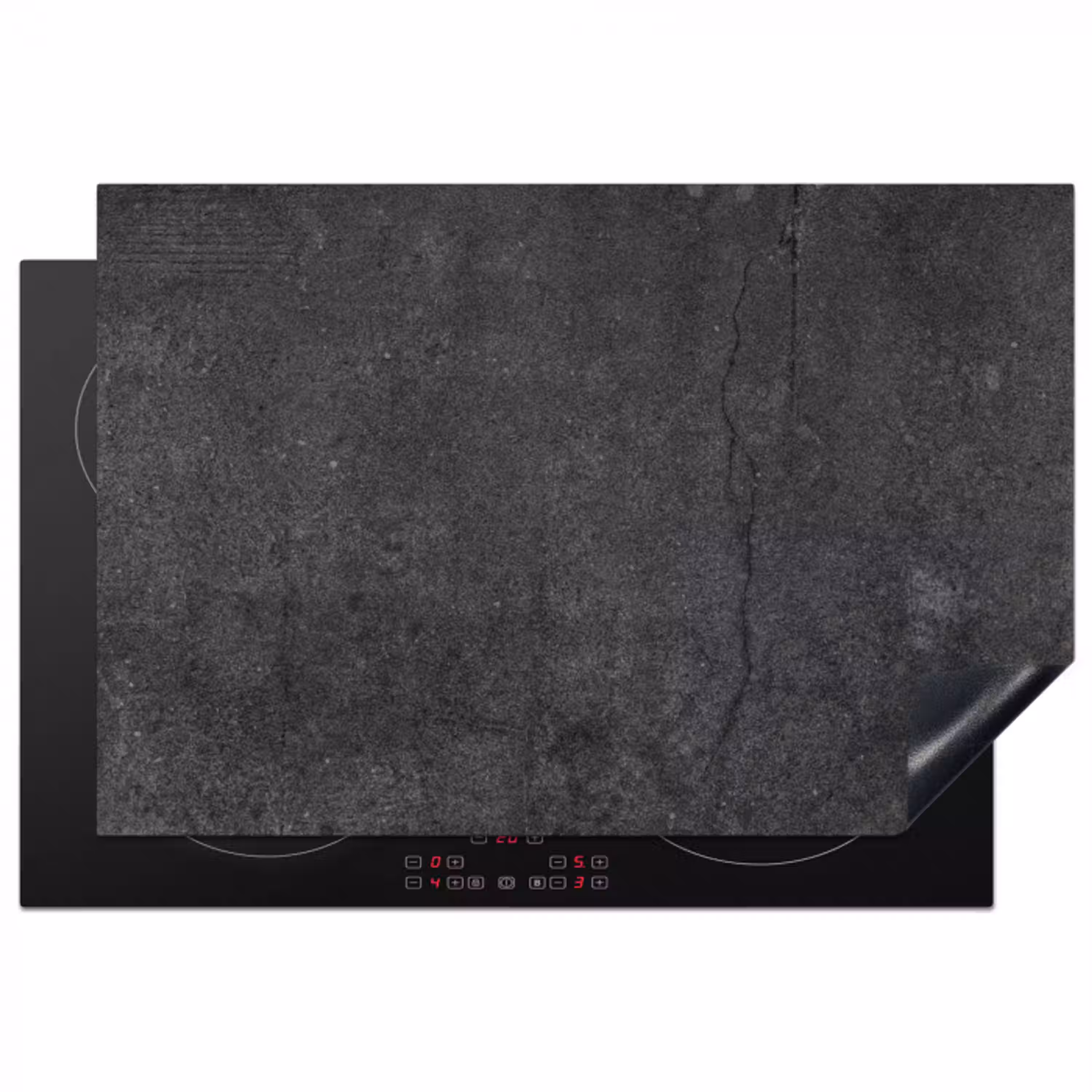 Beton - Zwart - Grijs - Rustiek - Industrieel Inductie beschermer vinyl 3mm klein -3d