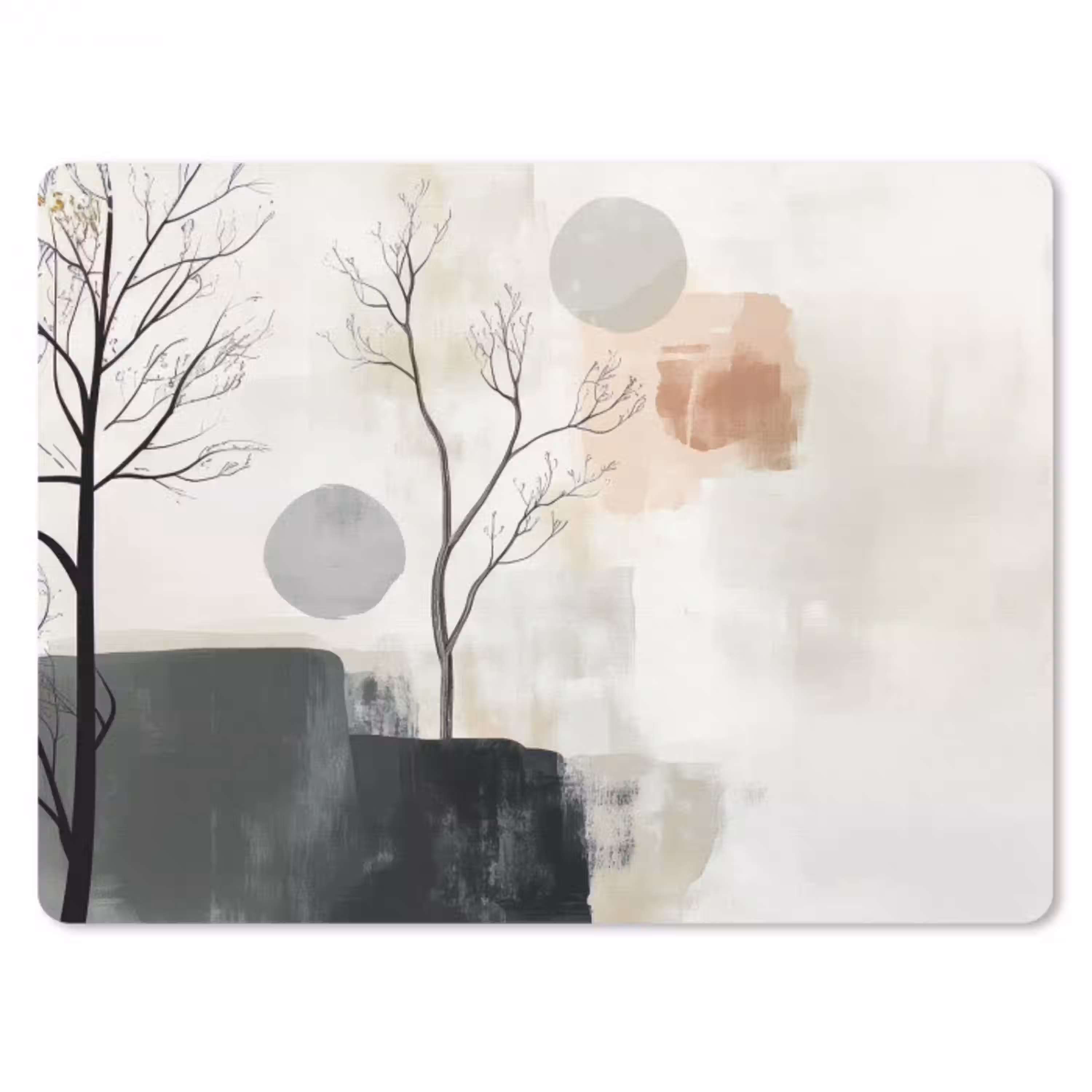 Wabi sabi - Beige - Plant muismat rubber klein -3d