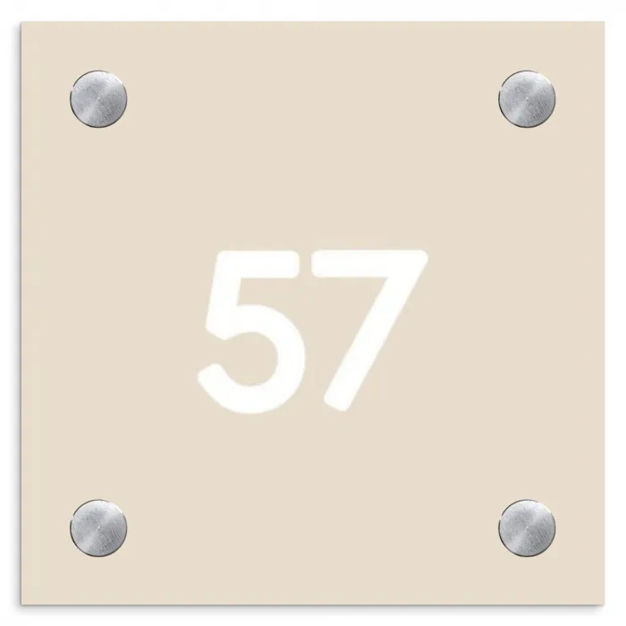 Effen - Beige - Traditioneel Naambord Vierkant klein -3d