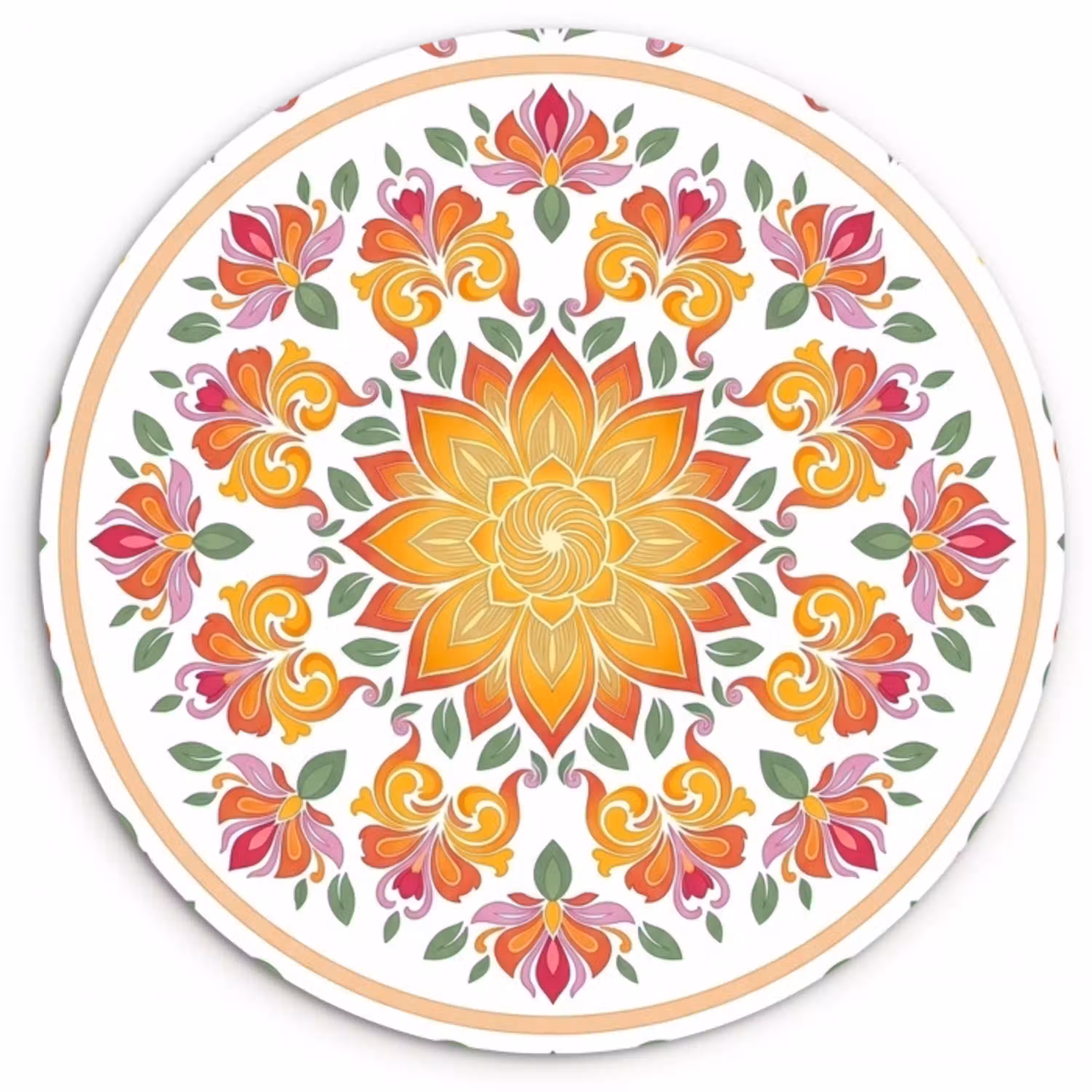 Mandala - Bloemen - Decoratie - Kleurrijk - Abstract Wandcirkel kunststof plaat 5mm dik klein -3d