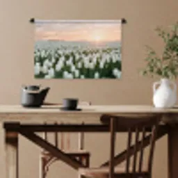 Tulpen - Landschap - Wit Wandkleed katoen klein -sfeer6