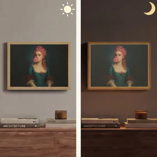 Vrouw - Portret - Kauwgombel Light Box met batterij (Wandlamp) middel -sfeer3