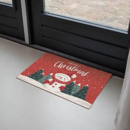 Kerstgroet - Sneeuw - Rood Deurmat klein -sfeer2