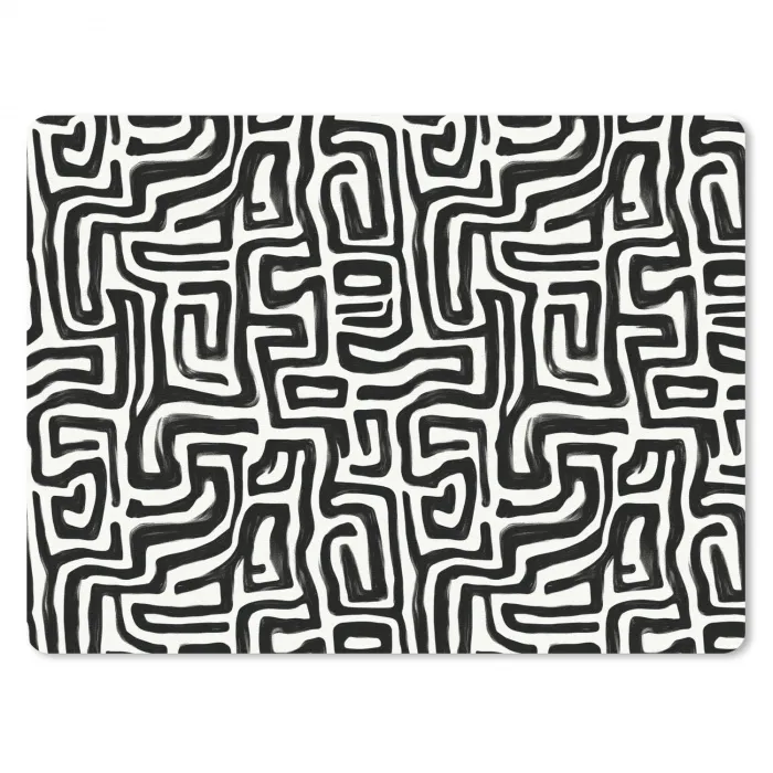 Grafisch - Lijnen - Zwart - Wit muismat rubber klein 262 -3d