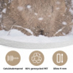 Hert - Sneeuw - Bos - Dieren - Vertederend Akoestische PET Vilt - Rond klein -closeup_NL