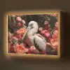 Pelikaan - Dier - Bloemen - Natuur - Botanisch - Roze Light Box met batterij (Wandlamp) middel -z3d_website
