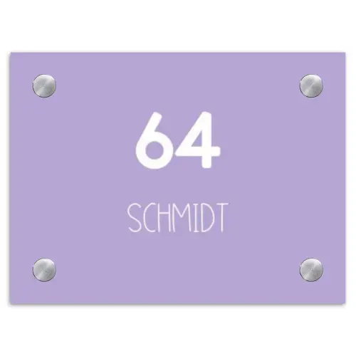 Effen - Lila - Modern Naambord Rechthoek middel -3d