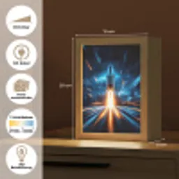 Raket - Ruimte - Blauw - Licht Light Box met kabel (Kinderlampje) klein -USP_websiteoverzichtDE