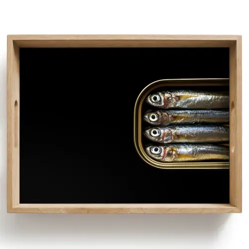 Sardines - Blik - Zwart - Vissen Dienblad Rechthoek middel -z3d_shopping