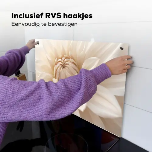 Bloem - Dahlia - Wit Inductie beschemer met haakjes klein -ky-ophangen-nl