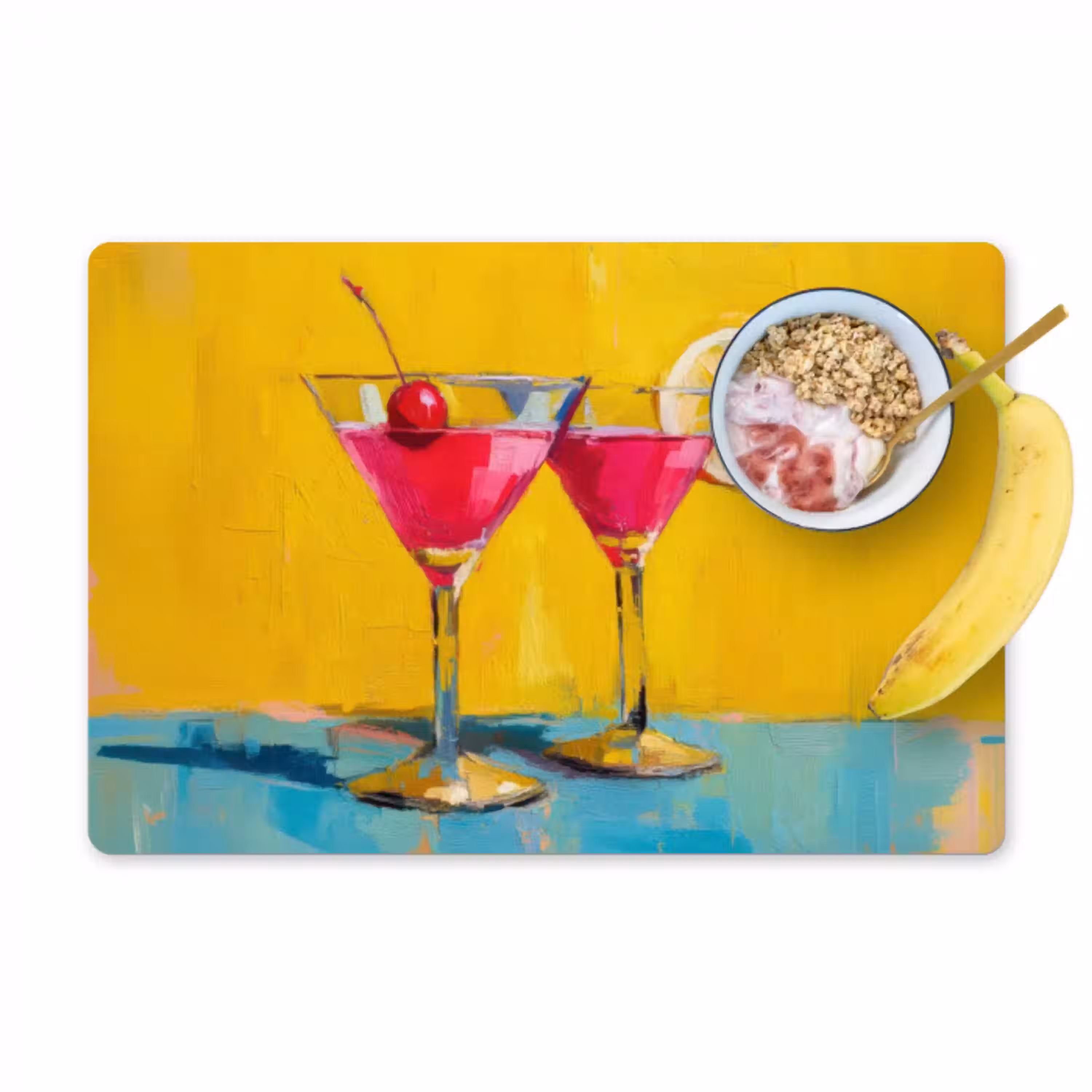 Glazen - Cocktail - Citroen - Kers Placemat vinyl groot -zzzproduct_Kitchenyeah-website