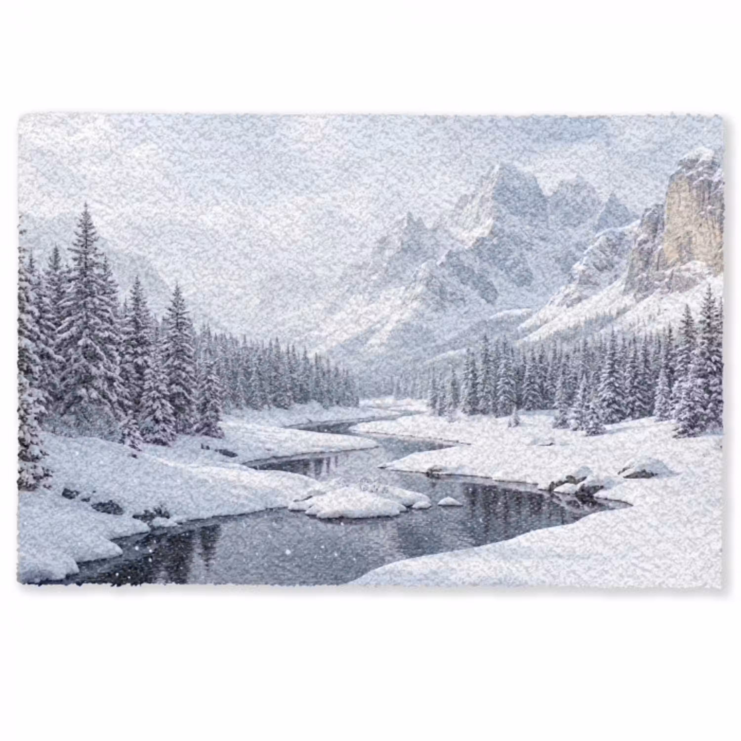 Sneeuwlandschap - Bergen - Rivier - Winter Deurmat klein -zkaufland3d