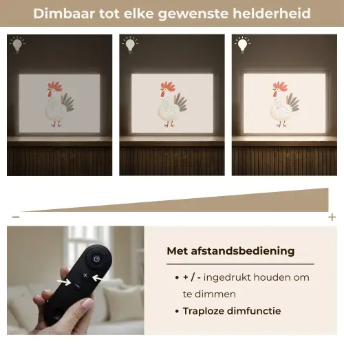 Kip - Boerderij - Dieren Light Box met batterij (Wandlamp kind) middel -USP_dimbaarNL