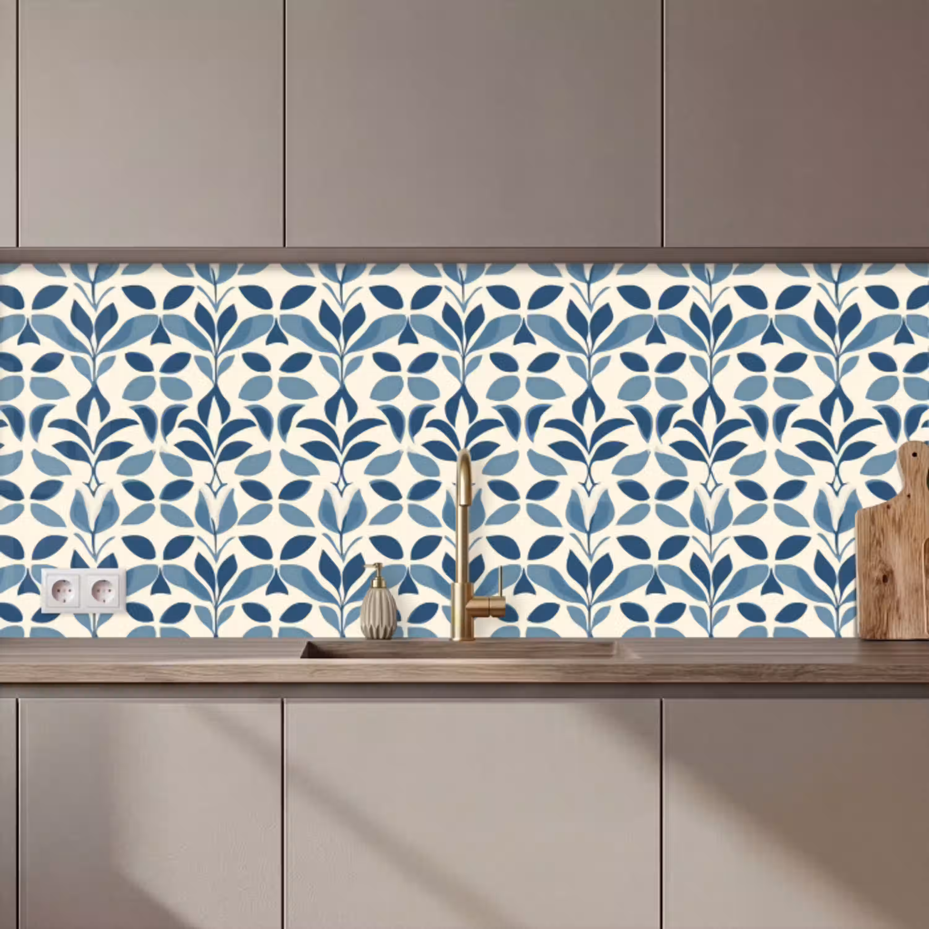Flora - Modern - Blauw keuken achterwand 2 middel 871 zz_3dshopping