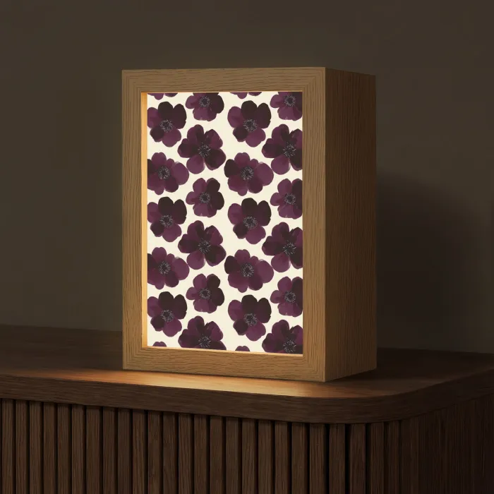 Bloemen - Aquarel - Paars Light Box met kabel (Tafellamp) klein 925 -z3d_website