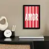 Amor - Strepen - Rood - Roze fotolijst zwart zonder passe partout klein -sfeer1