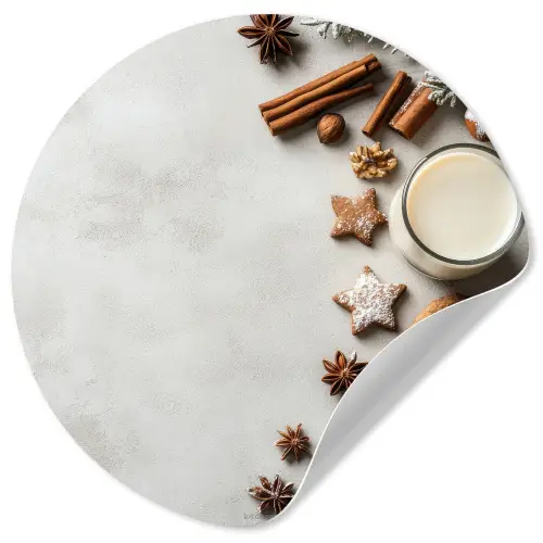 Winter - Kerst - Specerijen - Wit Wandcirkel behangsticker klein -3d