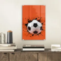 Voetbal - Verf - Sport - Oranje plexiglas 5mm klein -sfeer1