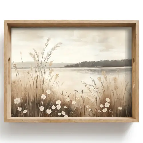 Meer - Water - Natuur - Beige Dienblad Rechthoek middel -z3d_shopping