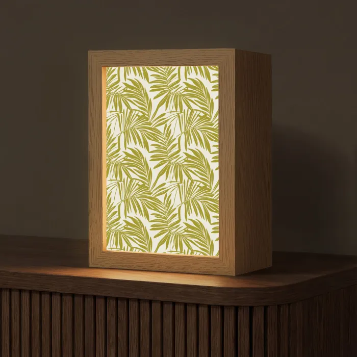 Palmblad - Patroon - Groen Light Box met kabel (Tafellamp) klein 925 -z3d_website