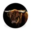 Schotse Hooglander - Horens - Zwart - Dieren - Natuur - Wild - Koe Wandcirkel aluminium klein -3d