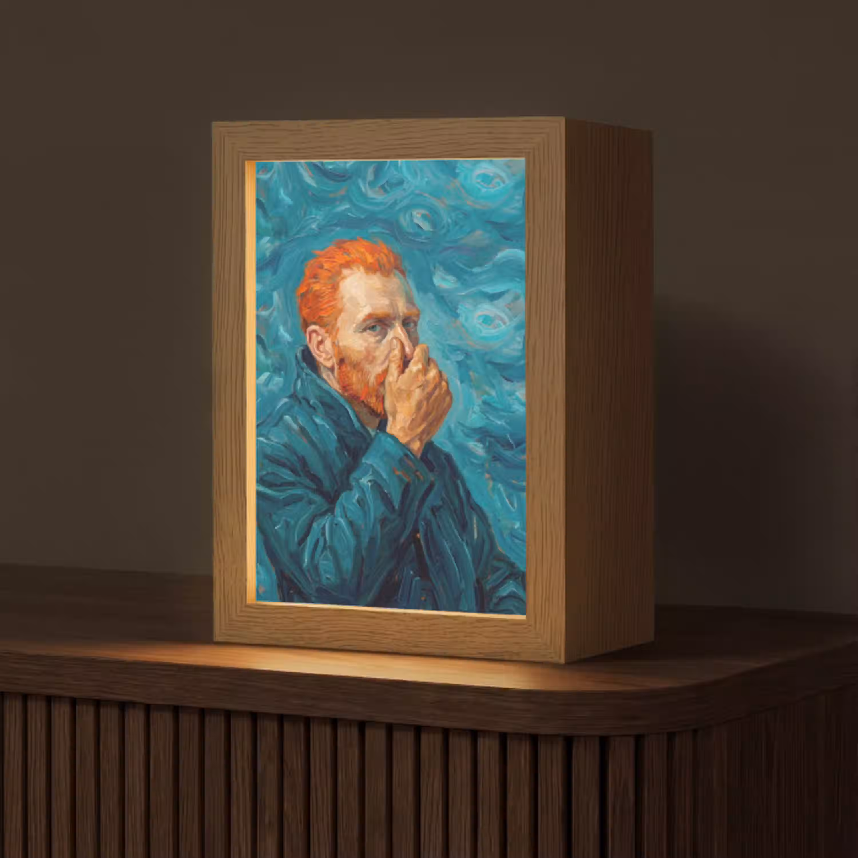 Portret - Klassiek - Blauw Light Box met kabel (Tafellamp) klein -z3d_website