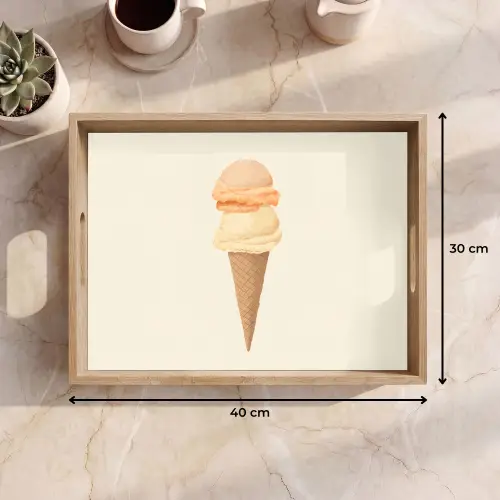 Minimalistisch - Schepijs - Hoorntje - Beige Dienblad Rechthoek middel -USP_Formaat