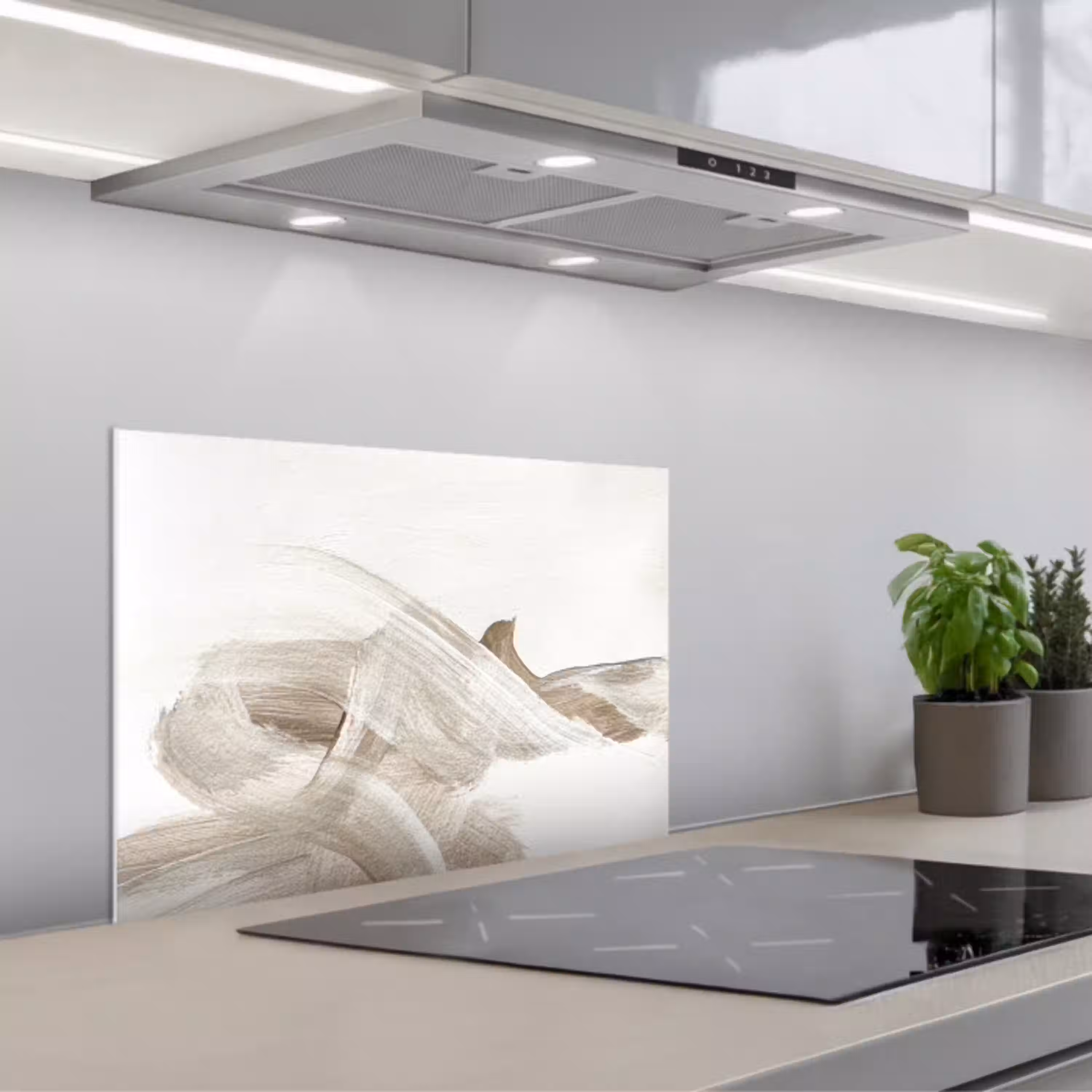 Abstract - Moderne kunst - Beige keuken achterwand spatscherm klein -3d_schuin