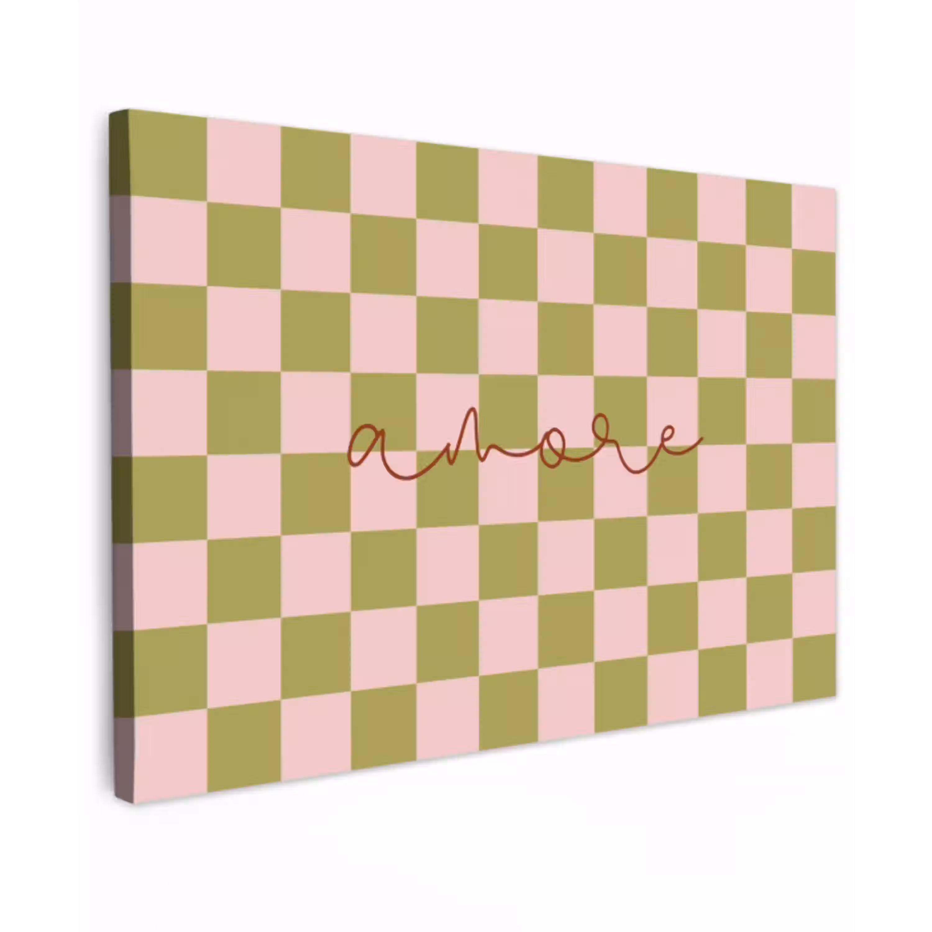 Patroon - Geblokt - Olijfgroen - Amore canvas 2cm klein -z3d