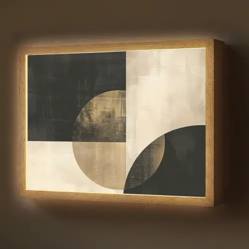 Abstract - Geometrische vormen - Zwart - Goud Light Box met batterij (Wandlamp) middel -z3d_website