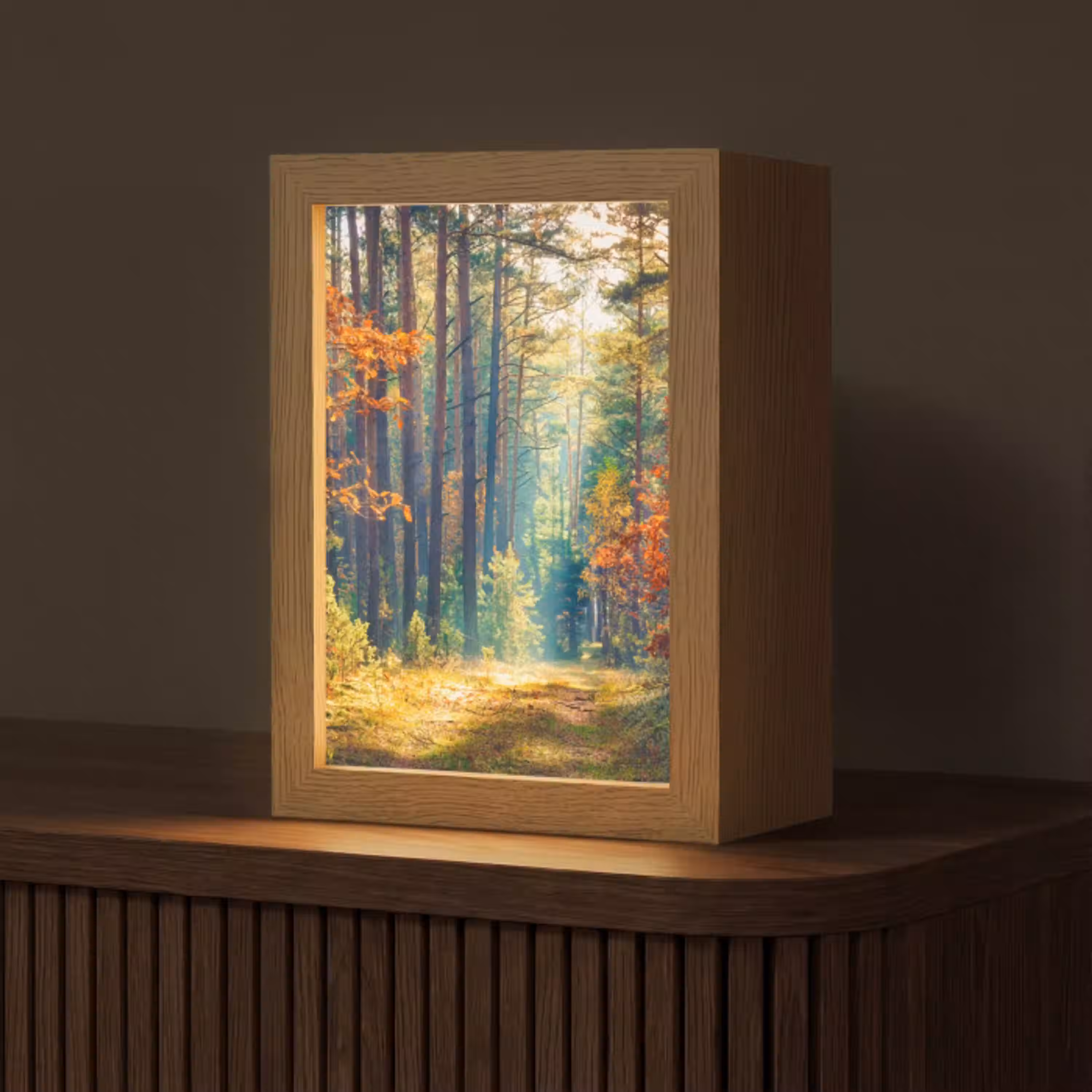 Bos - Zon - Natuur - Herfst Light Box met kabel (Tafellamp) klein -z3d_website