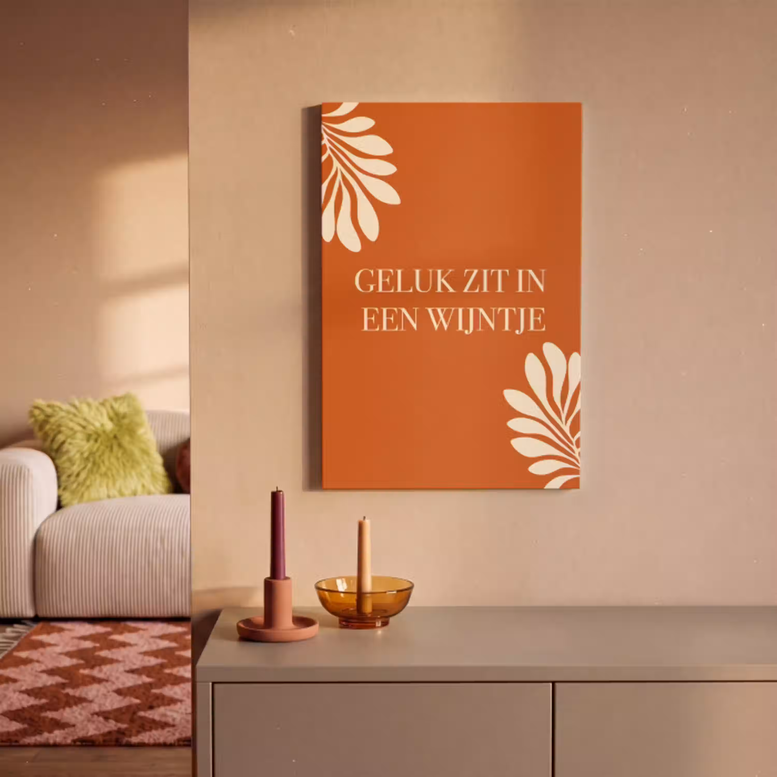 Oranje - Wijntje - Quote canvas 2cm klein -sfeer1