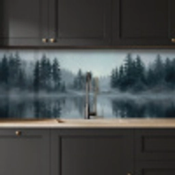 Bos - Meer - Mist - Natuur - Grijs keuken achterwand 2 middel -sfeer1
