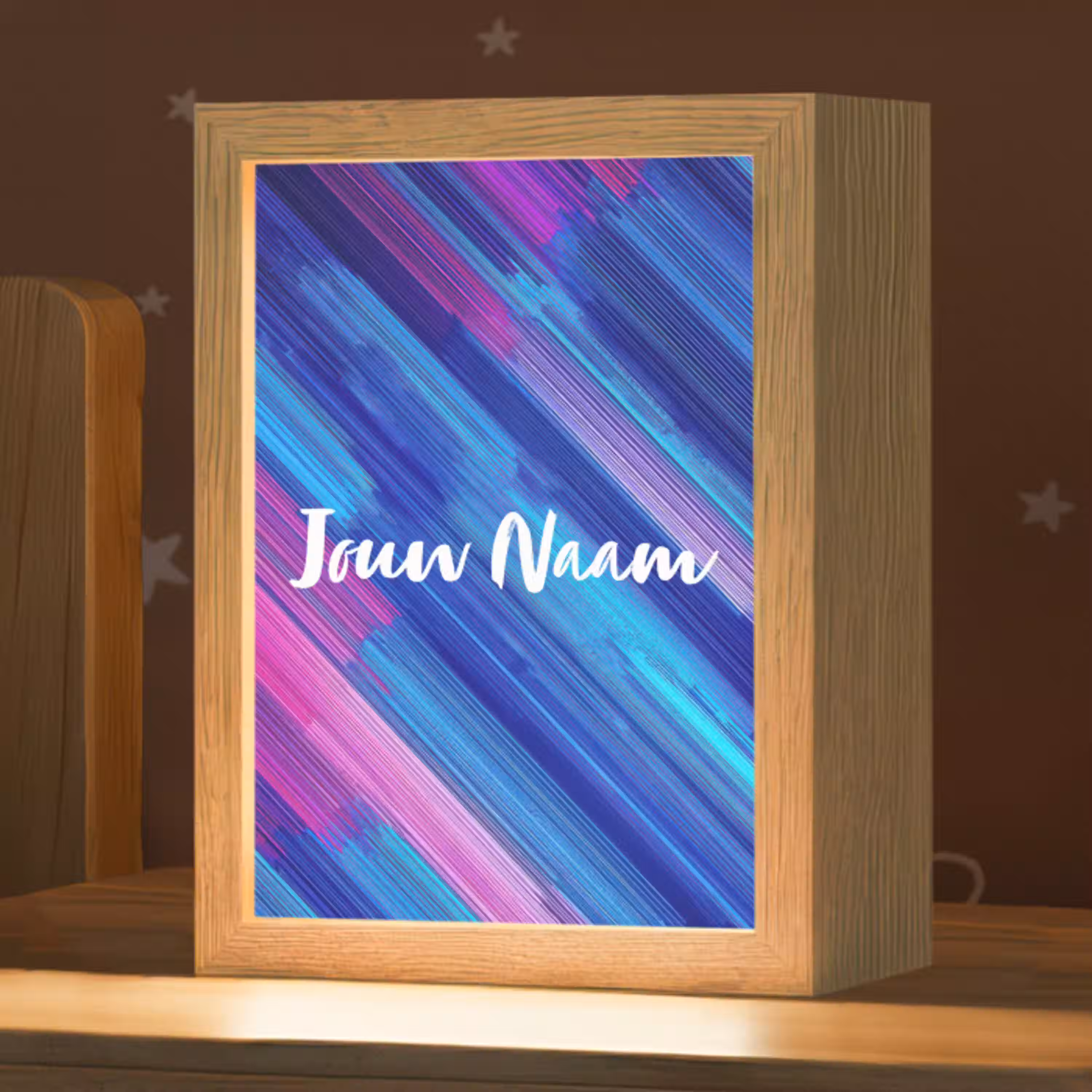 Neon - Strepen - Abstract - Blauw - Roze Light Box met kabel (Kinderlampje) klein -zzz_3d_website