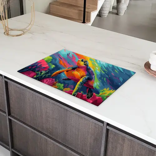 Koraal - Schildpad - Abstract - Water Inductie beschermer vinyl 3mm klein -sfeer8